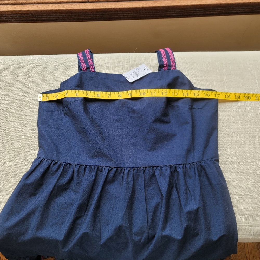 New! J Crew size 4 Embroidered Scalloped Tiered Dress Navy Blue NWT - Picture 11 of 15
